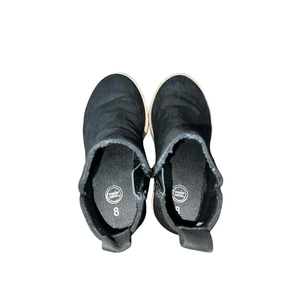 Wonder Nation Toddler Girls Ankle Boots Sz 8 Black Faux Suede Zipper Dressy